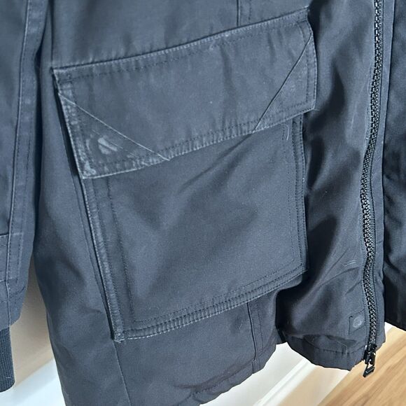 Aritzia TNA Down Parka M Black Hood Fur Trim Water Repellent Slim Fit - Picture 8 of 12